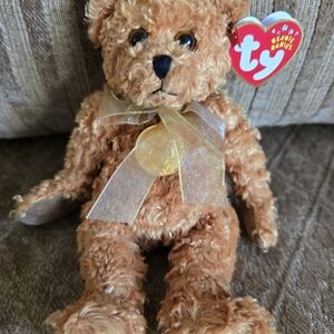 TY "TEDDY" Born Jan. 20th, 2002. Medallion 100yrs. 1902-2002 Gold Bear